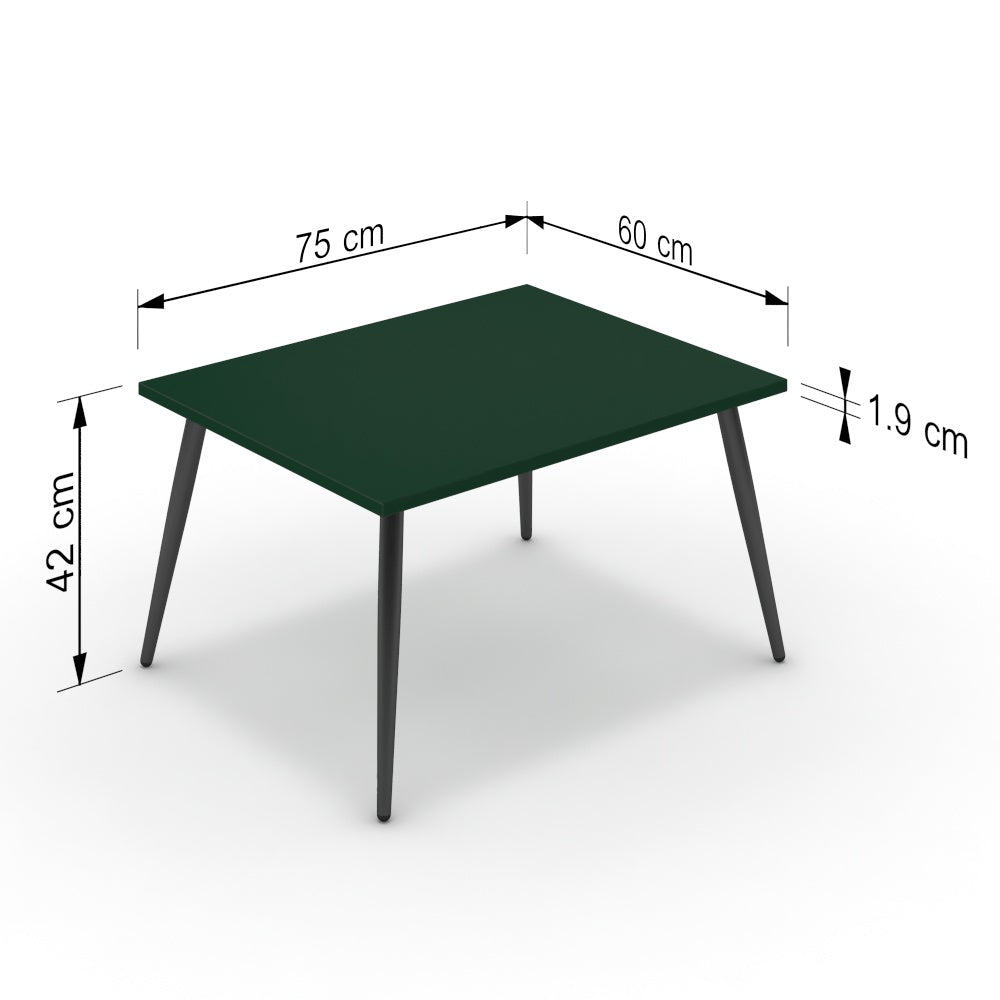 Dohányzóasztal - Manu fekete lábbal - Forest zöld, méret: 75x60