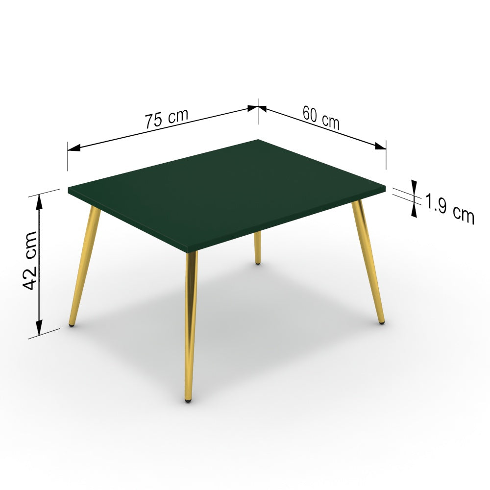 Dohányzóasztal - Manu arany lábbal - Forest zöld, méret: 75x60