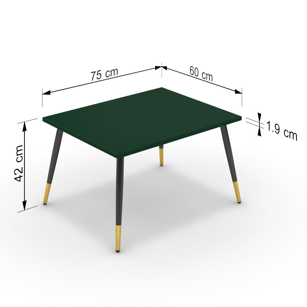 Dohányzóasztal - Manu fekete és arany lábbal - Forest zöld, méret: 75x60