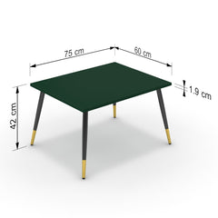 Dohányzóasztal - Manu fekete és arany lábbal - Forest zöld, méret: 75x60