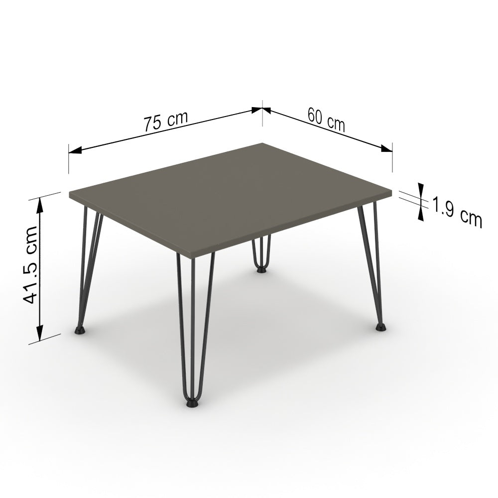 Dohányzóasztal - Linga fekete lábbal - Fosszil szürke, méret: 75x60