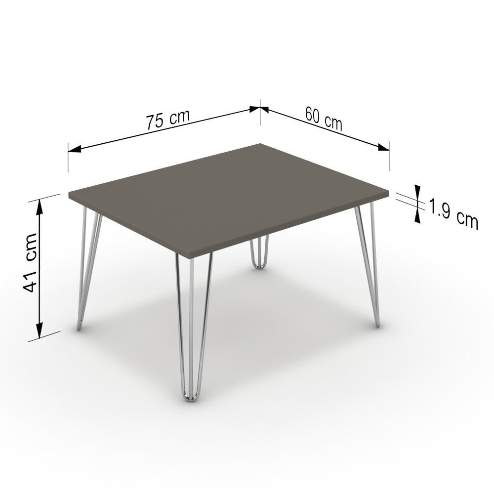 Dohányzóasztal - Linga króm lábbal - Fosszil szürke, méret: 75x60