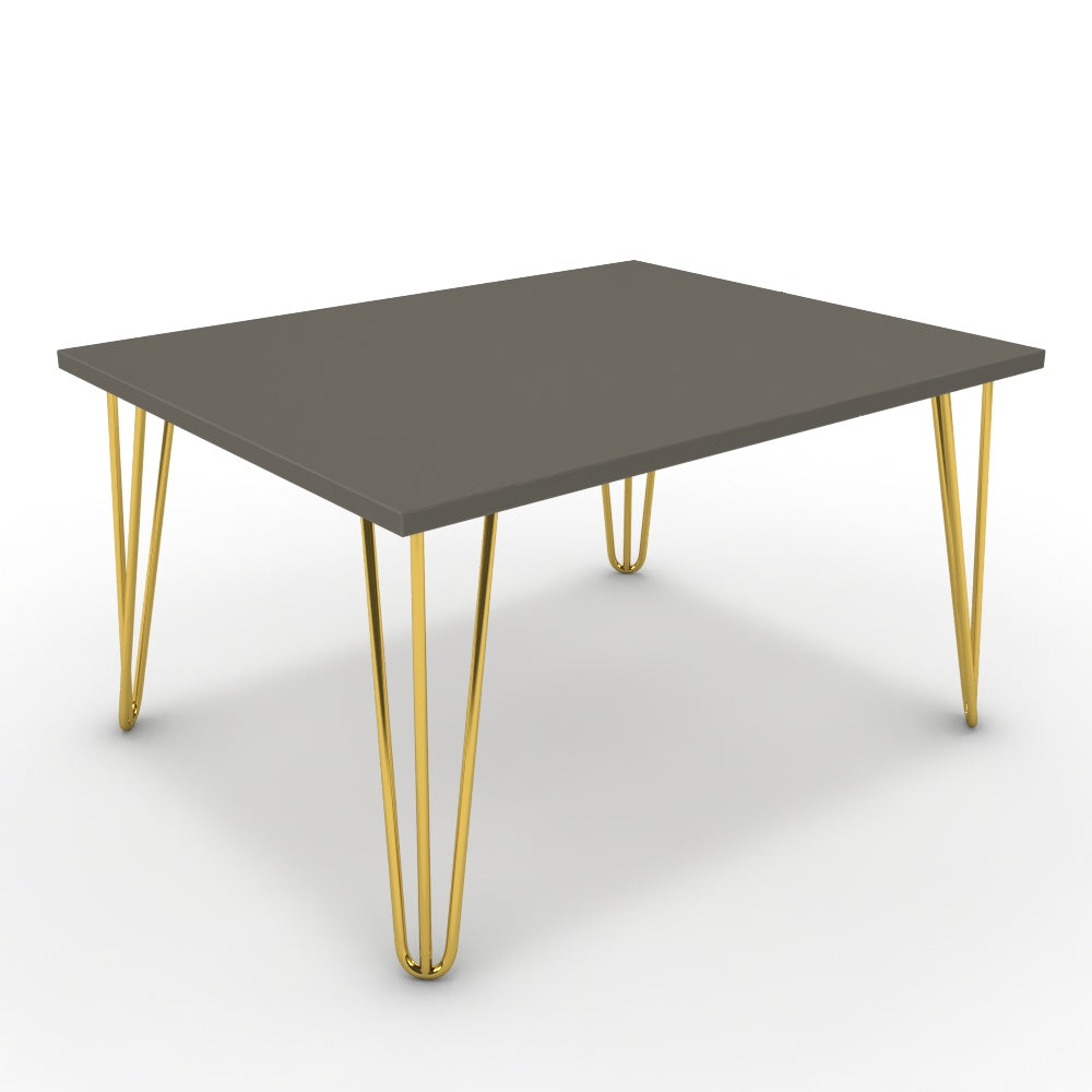 Dohányzóasztal - Linga arany lábbal - Fosszil szürke, méret: 75x60