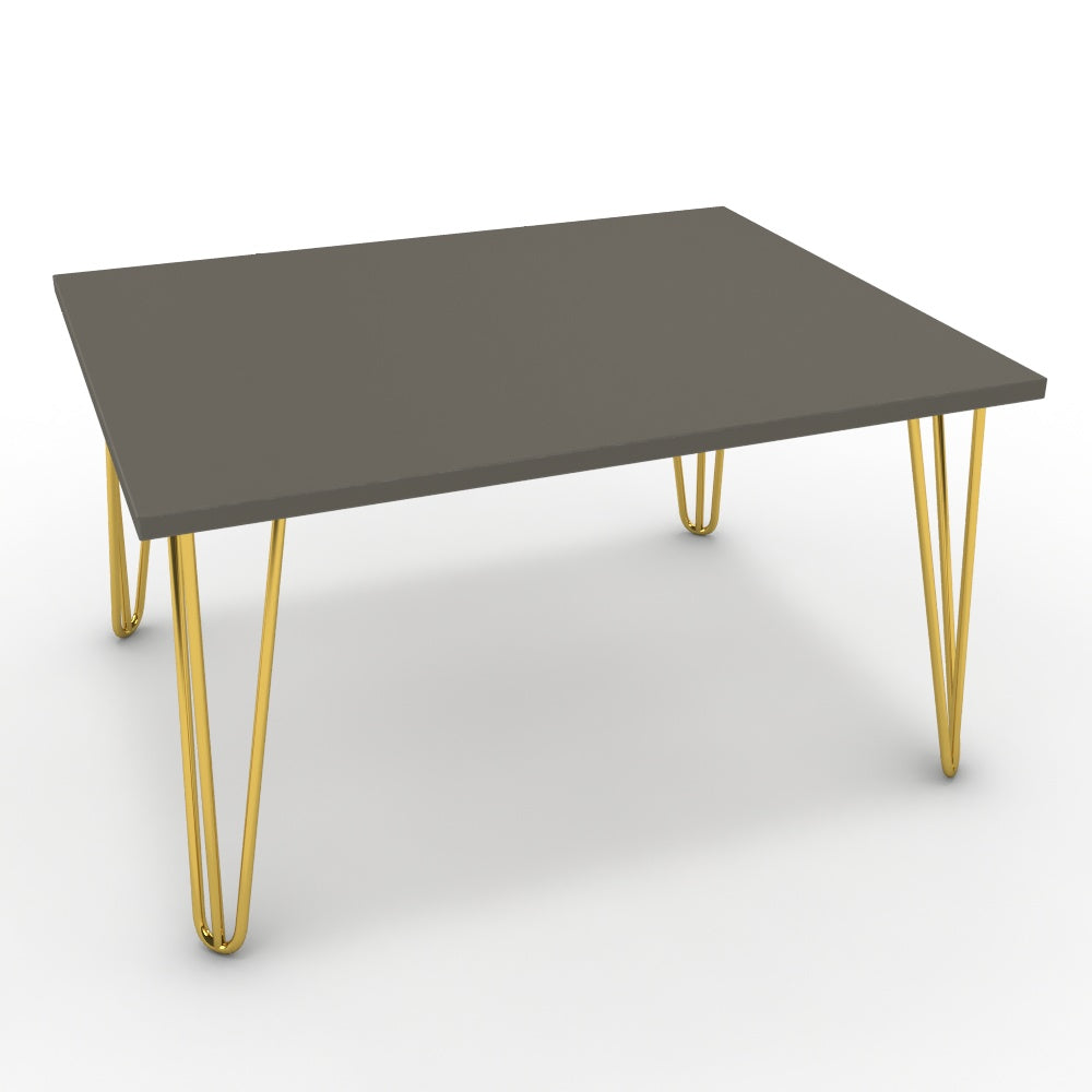 Dohányzóasztal - Linga arany lábbal - Fosszil szürke, méret: 75x60