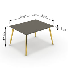 Dohányzóasztal - Manu arany lábbal - Fosszil szürke, méret: 75x60