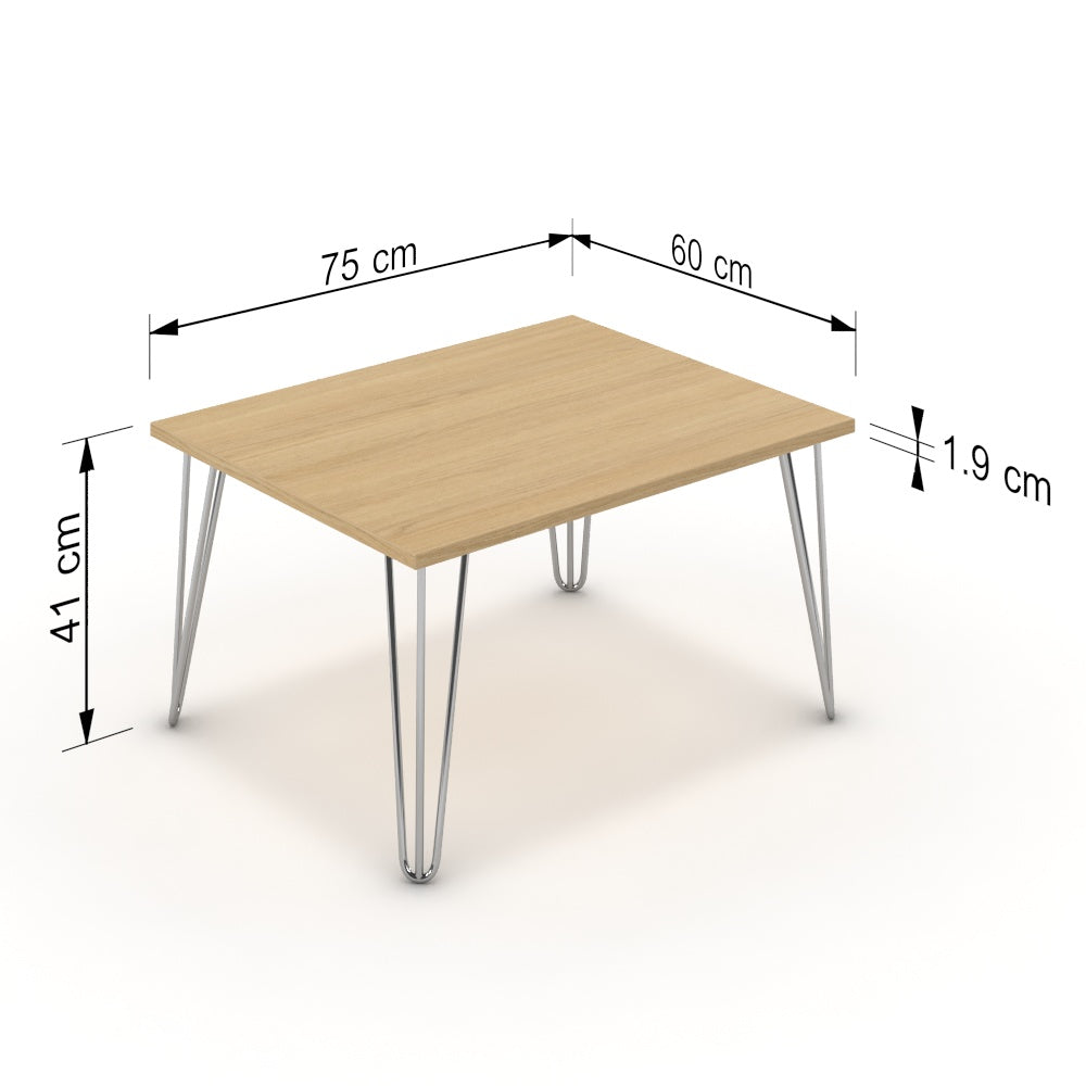 Dohányzóasztal - Linga króm lábbal - Vicenza tölgy, méret: 75x60