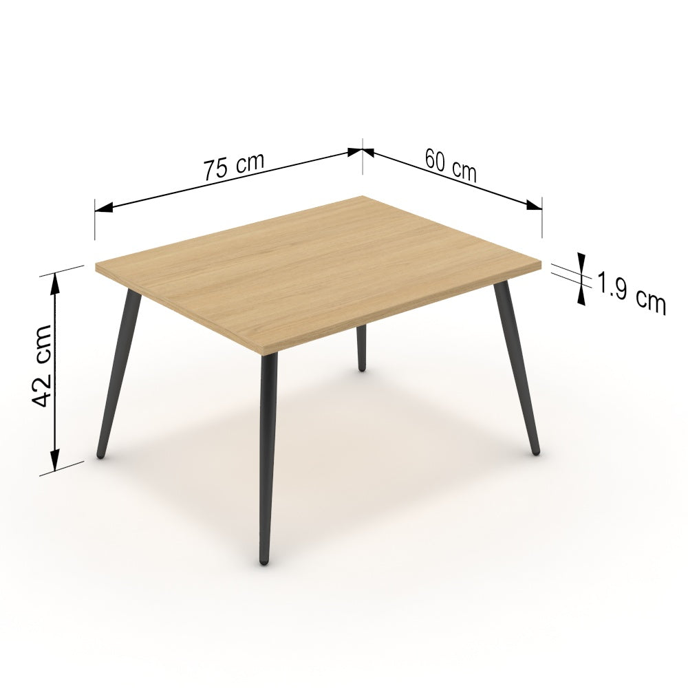 Dohányzóasztal - Manu fekete lábbal - Vicenza tölgy, méret: 75x60