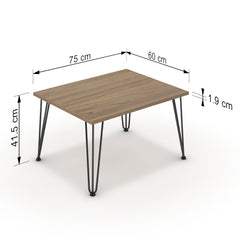 Dohányzóasztal - Linga fekete lábbal - Világos rauna szil, méret: 75x60