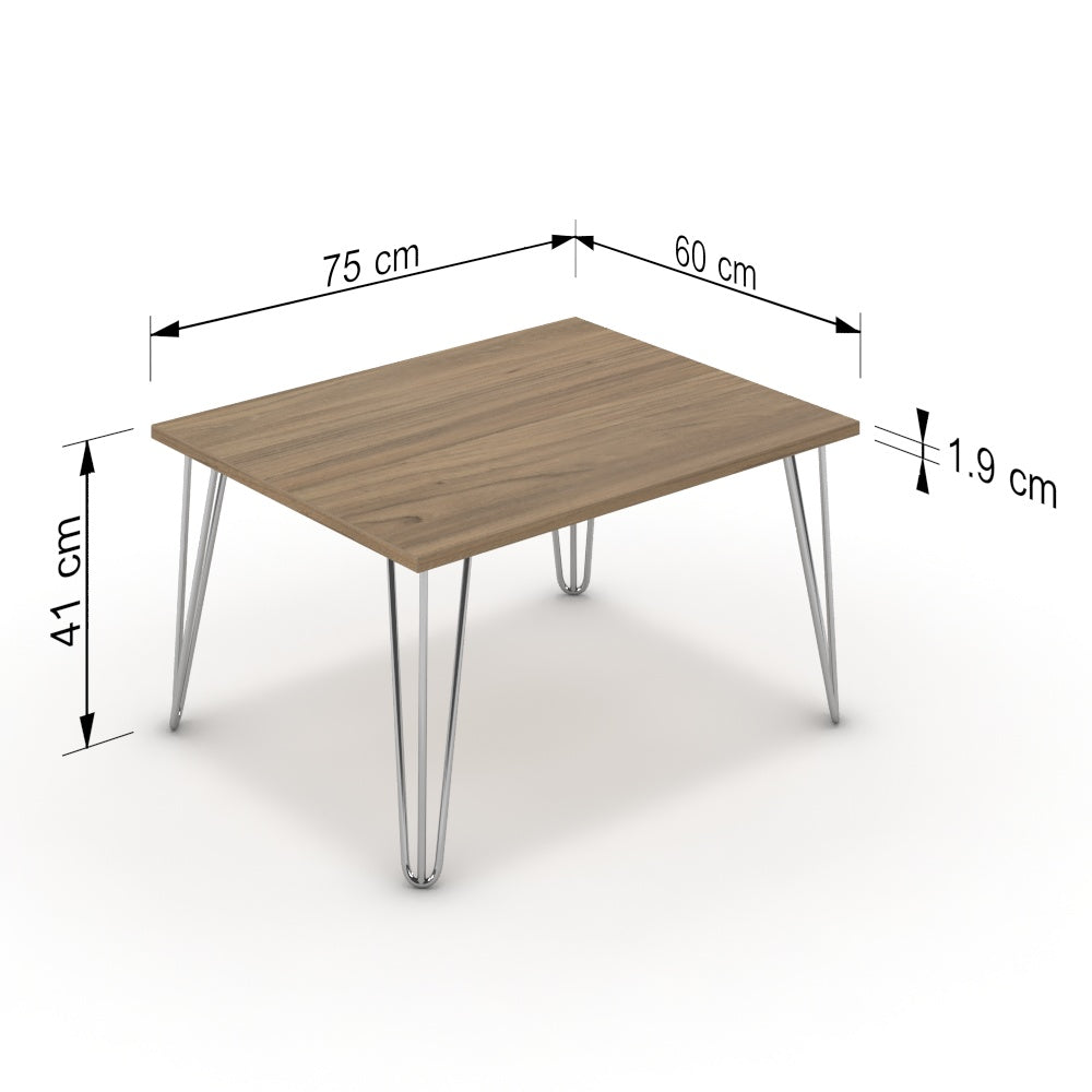 Dohányzóasztal - Linga króm lábbal - Világos rauna szil, méret: 75x60