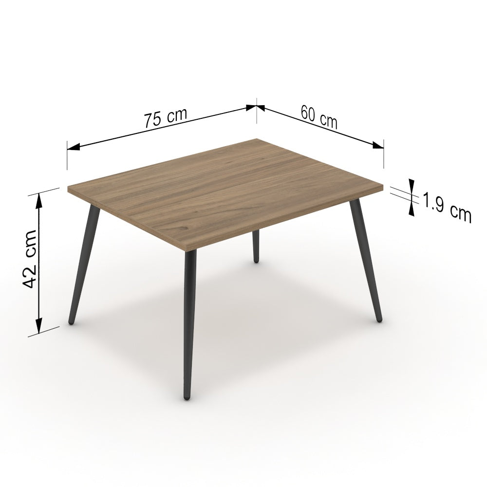 Dohányzóasztal - Manu fekete lábbal - Világos rauna szil, méret: 75x60
