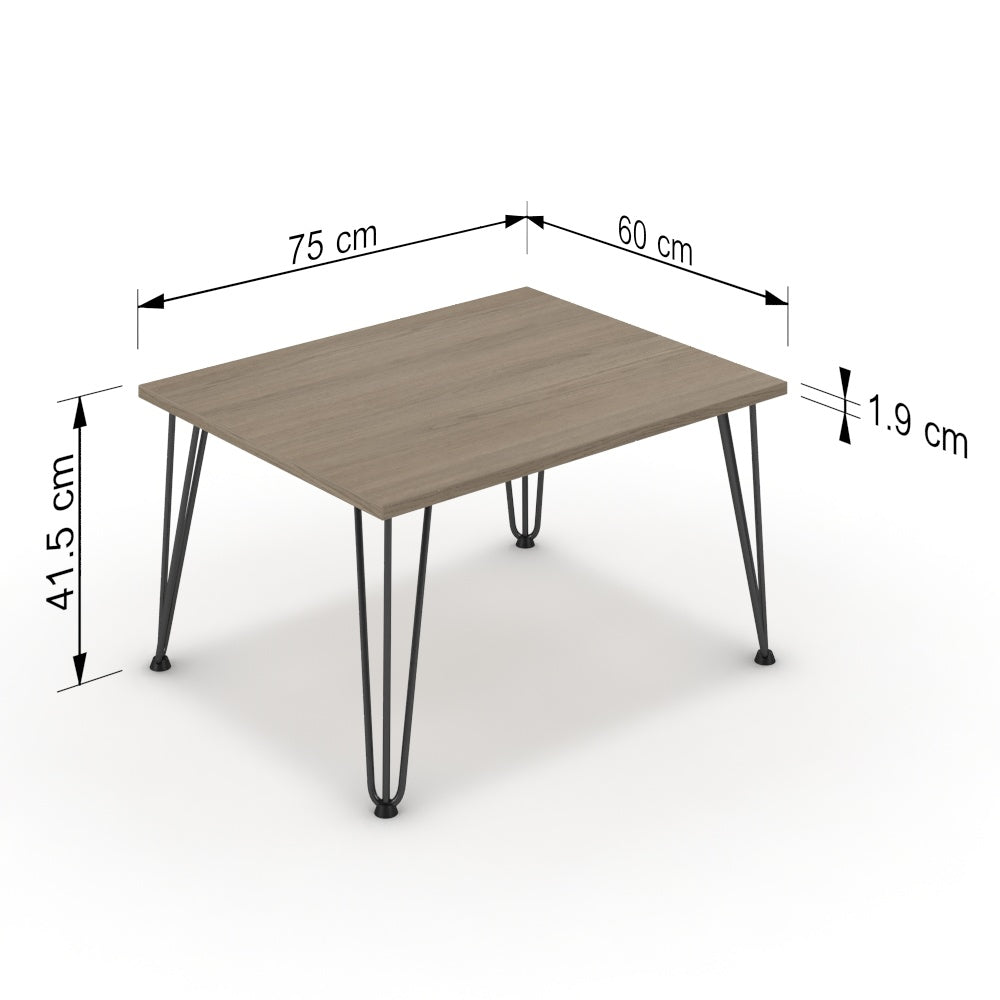 Dohányzóasztal - Linga fekete lábbal - Szürke Vicenza tölgy, méret: 75x60