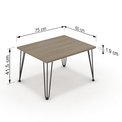 Dohányzóasztal - Linga fekete lábbal - Szürke Vicenza tölgy, méret: 75x60