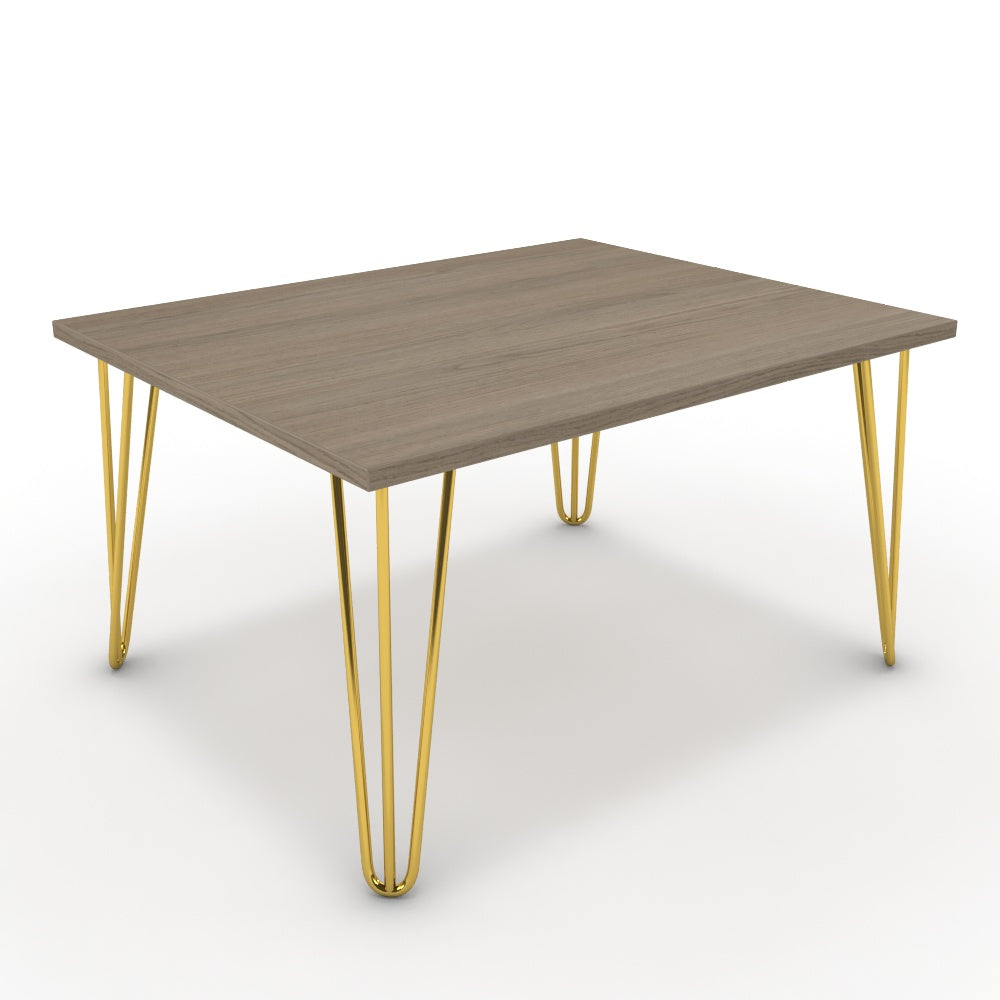 Dohányzóasztal - Linga arany lábbal - Szürke Vicenza tölgy, méret: 75x60