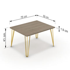 Dohányzóasztal - Linga arany lábbal - Szürke Vicenza tölgy, méret: 75x60