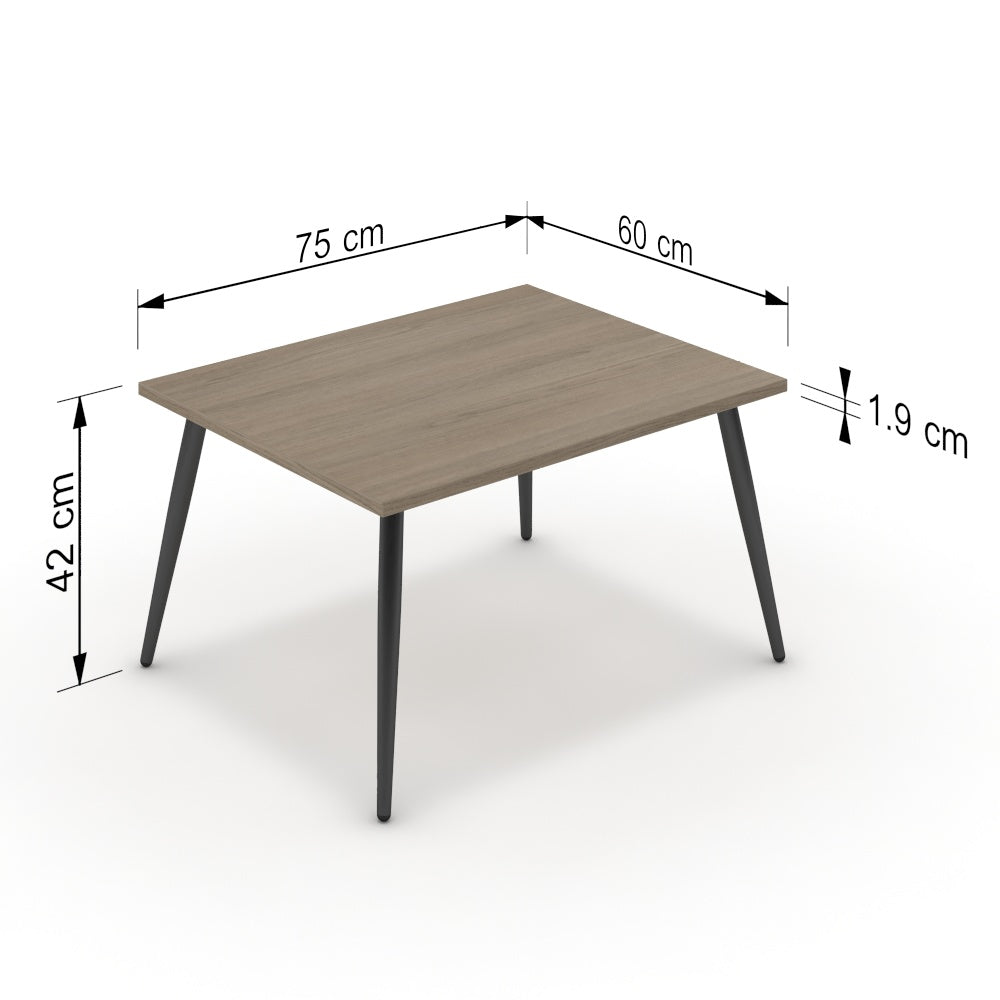 Dohányzóasztal - Manu fekete lábbal - Szürke Vicenza tölgy, méret: 75x60