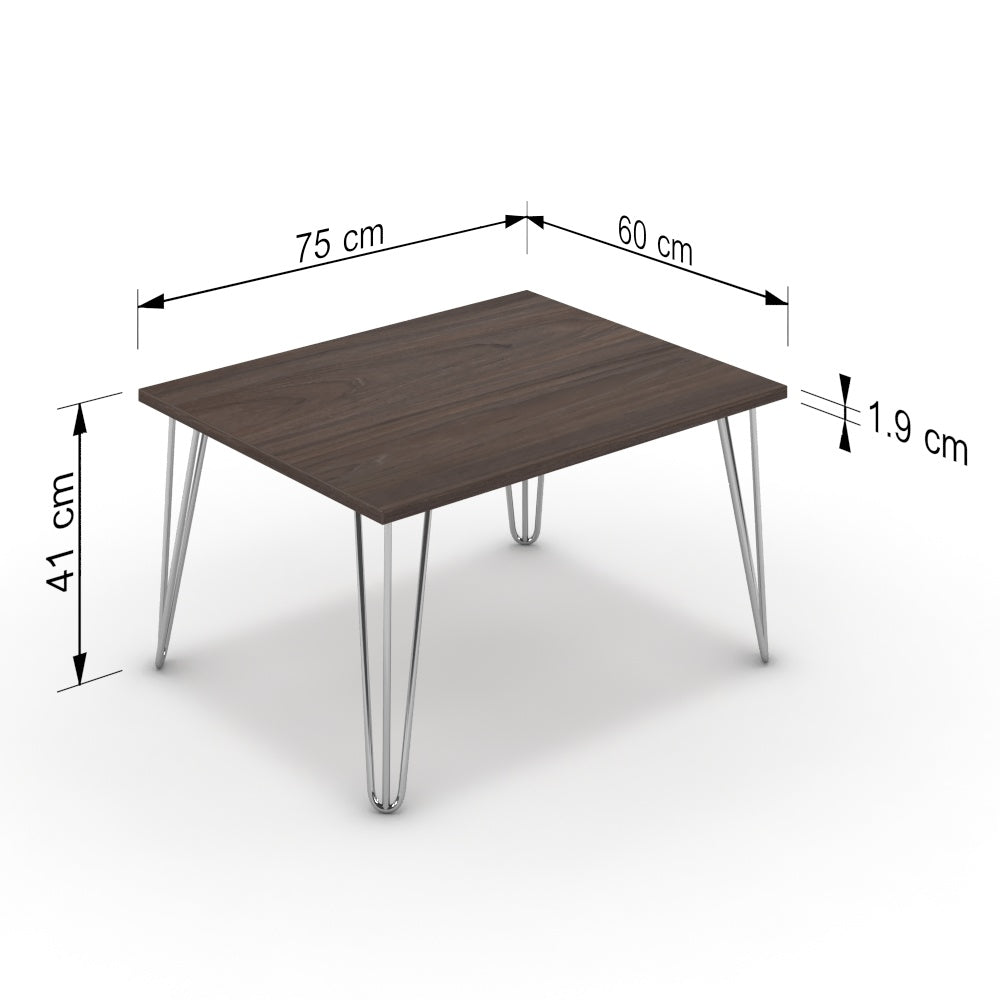 Dohányzóasztal - Linga króm lábbal - Sötét rauna szil, méret: 75x60