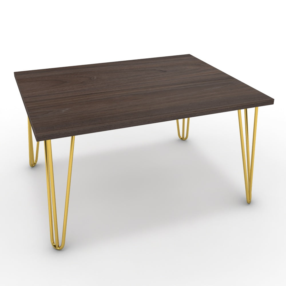 Dohányzóasztal - Linga arany lábbal - Sötét rauna szil, méret: 75x60