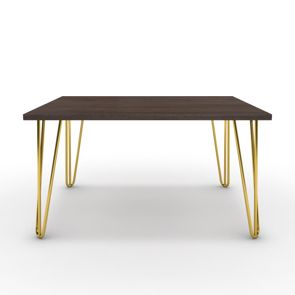 Dohányzóasztal - Linga arany lábbal - Sötét rauna szil, méret: 75x60