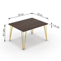 Dohányzóasztal - Linga arany lábbal - Sötét rauna szil, méret: 75x60