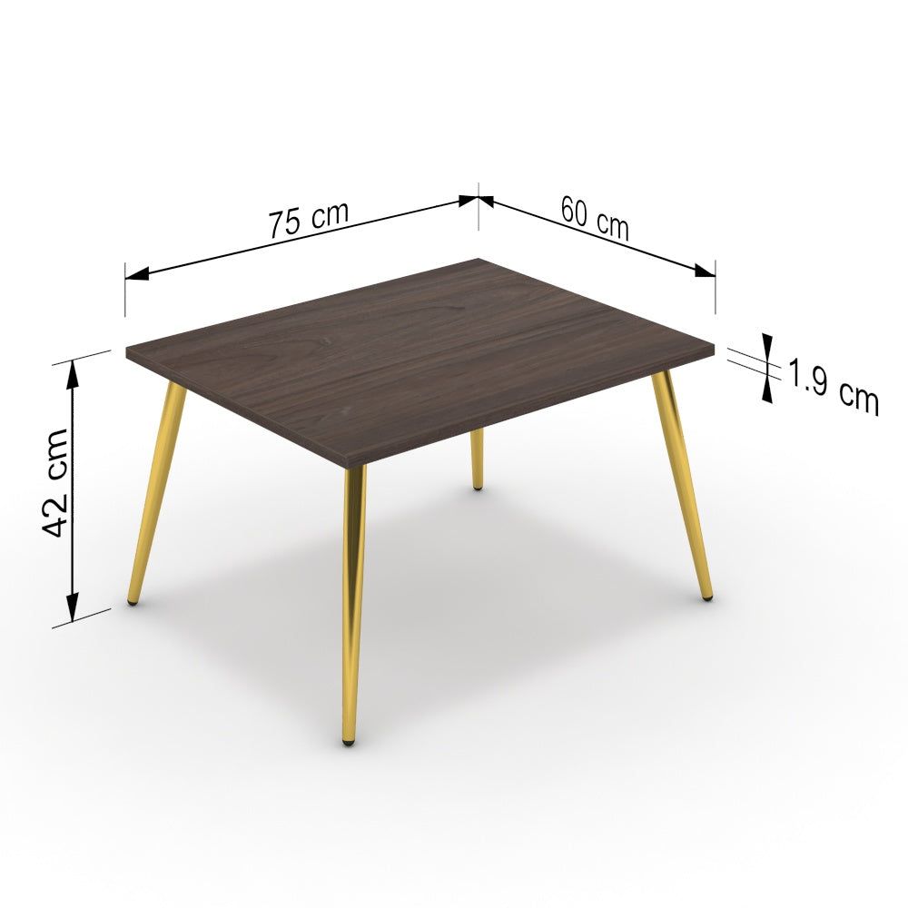 Dohányzóasztal - Manu arany lábbal - Sötét rauna szil, méret: 75x60