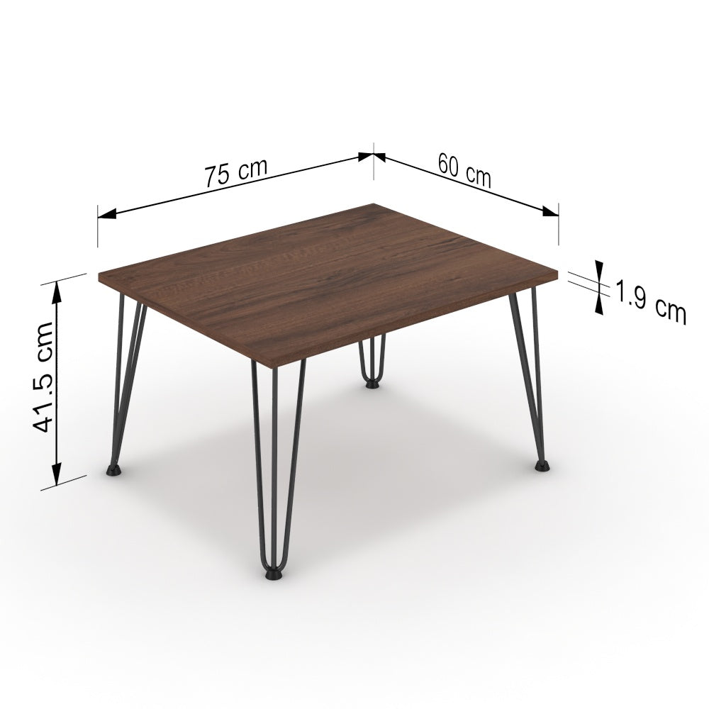 Dohányzóasztal - Linga fekete lábbal - Mogyoró, méret: 75x60