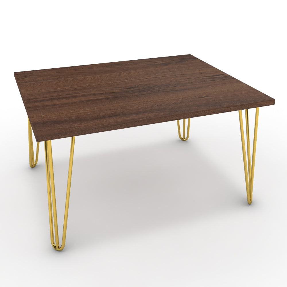 Dohányzóasztal - Linga arany lábbal - Mogyoró, méret: 75x60