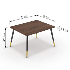 Dohányzóasztal - Manu fekete és arany lábbal - Mogyoró, méret: 75x60