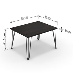 Dohányzóasztal - Linga fekete lábbal - Füstölt dió, méret: 75x60