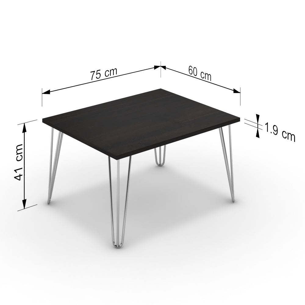 Dohányzóasztal - Linga króm lábbal - Füstölt dió, méret: 75x60