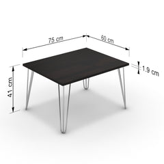 Dohányzóasztal - Linga króm lábbal - Füstölt dió, méret: 75x60