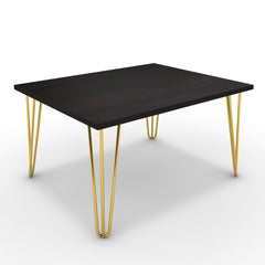 Dohányzóasztal - Linga arany lábbal - Füstölt dió, méret: 75x60