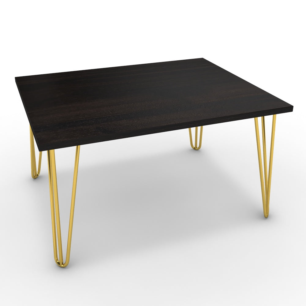 Dohányzóasztal - Linga arany lábbal - Füstölt dió, méret: 75x60