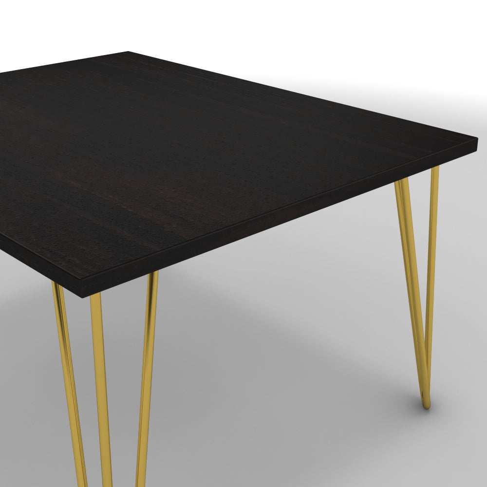 Dohányzóasztal - Linga arany lábbal - Füstölt dió, méret: 75x60