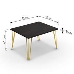 Dohányzóasztal - Linga arany lábbal - Füstölt dió, méret: 75x60