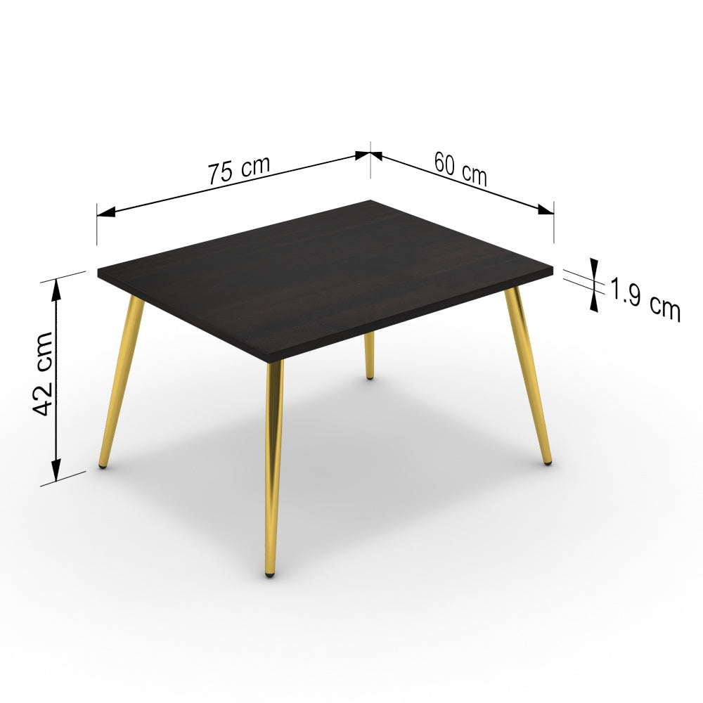 Dohányzóasztal - Manu arany lábbal - Füstölt dió, méret: 75x60