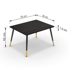 Dohányzóasztal - Manu fekete és arany lábbal - Füstölt dió, méret: 75x60