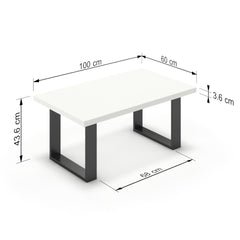 Dohányzóasztal - Antara fekete lábbal - Alpesi fehér, méret: 100x60