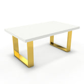 Dohányzóasztal - Antara arany lábbal - Alpesi fehér, méret: 100x60