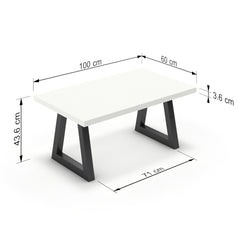Dohányzóasztal - Bala fekete lábbal - Alpesi fehér, méret: 100x60