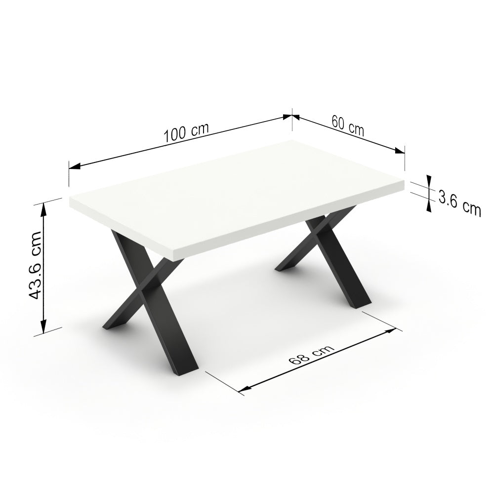 Dohányzóasztal - Préma fekete lábbal - Alpesi fehér, méret: 100x60