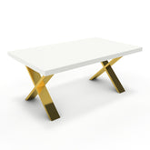 Dohányzóasztal - Préma arany lábbal - Alpesi fehér, méret: 100x60