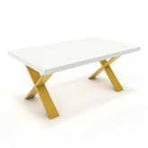 Dohányzóasztal - Préma festett arany lábbal - Alpesi fehér, méret: 100x60