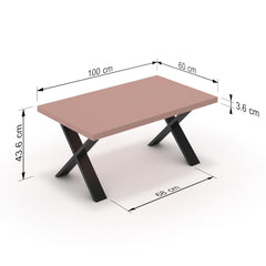 Dohányzóasztal - Préma fekete lábbal - Antik rózsaszín, méret: 100x60