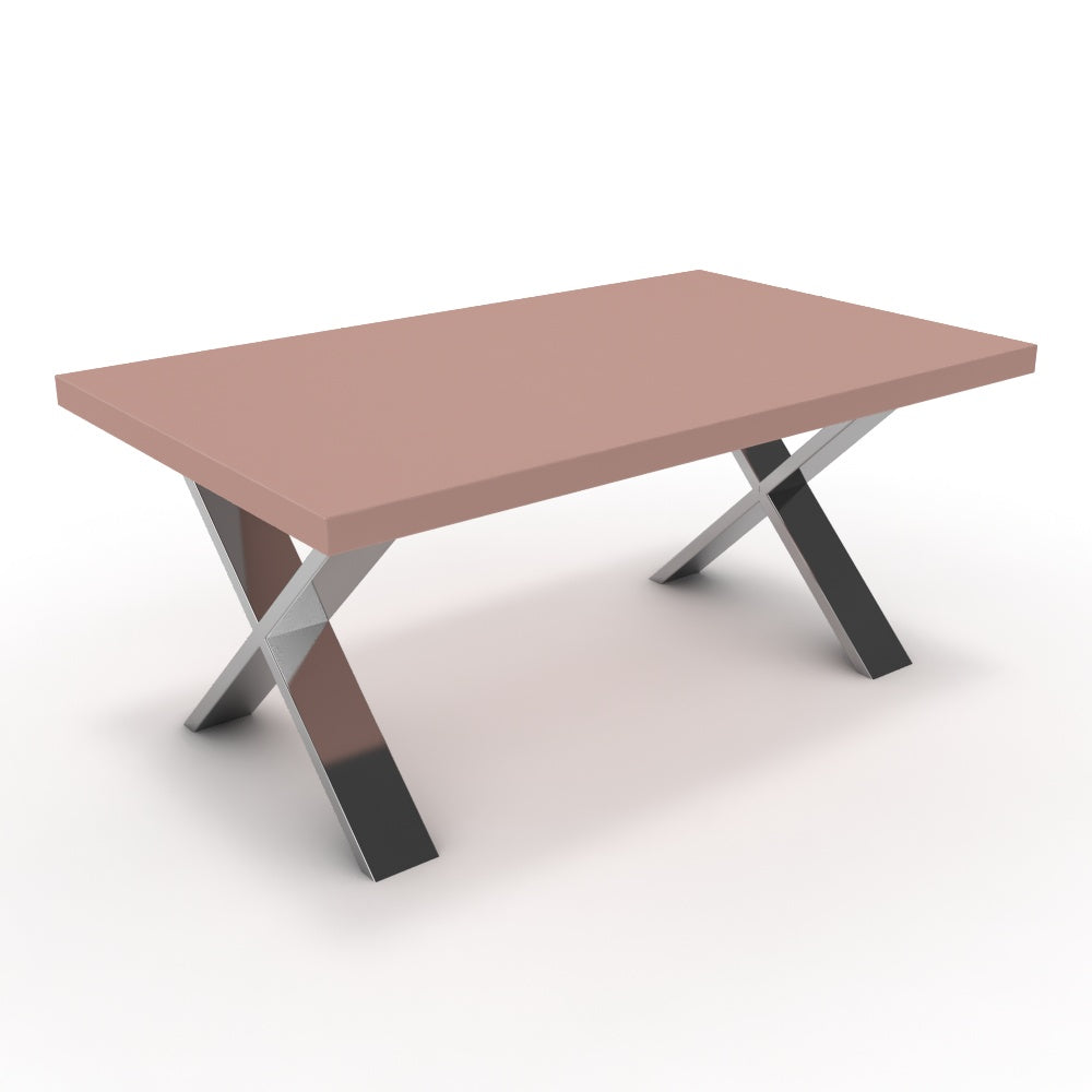 Dohányzóasztal - Préma króm lábbal - Antik rózsaszín, méret: 100x60