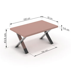 Dohányzóasztal - Préma króm lábbal - Antik rózsaszín, méret: 100x60