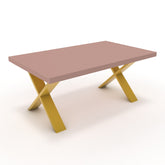 Dohányzóasztal - Préma festett arany lábbal - Antik rózsaszín, méret: 100x60