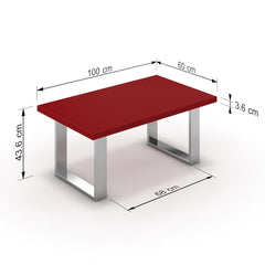 Dohányzóasztal - Antara króm lábbal - Chilli piros, méret: 100x60