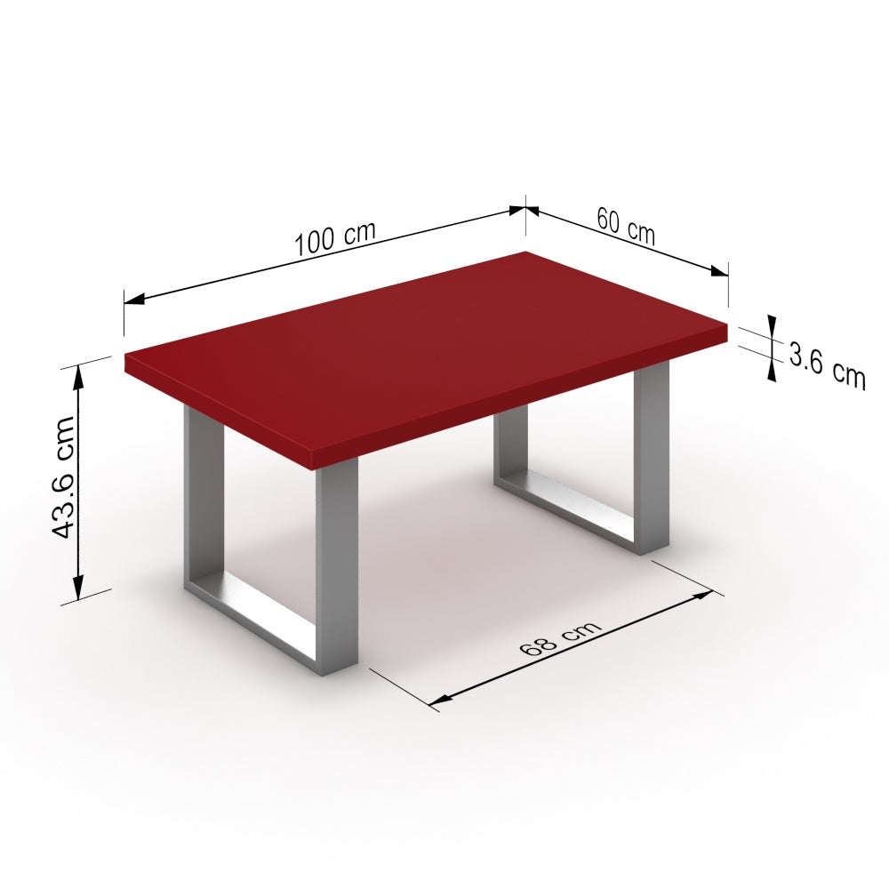 Dohányzóasztal - Antara festett ezüst lábbal - Chilli piros, méret: 100x60