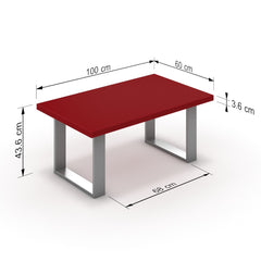 Dohányzóasztal - Antara festett ezüst lábbal - Chilli piros, méret: 100x60