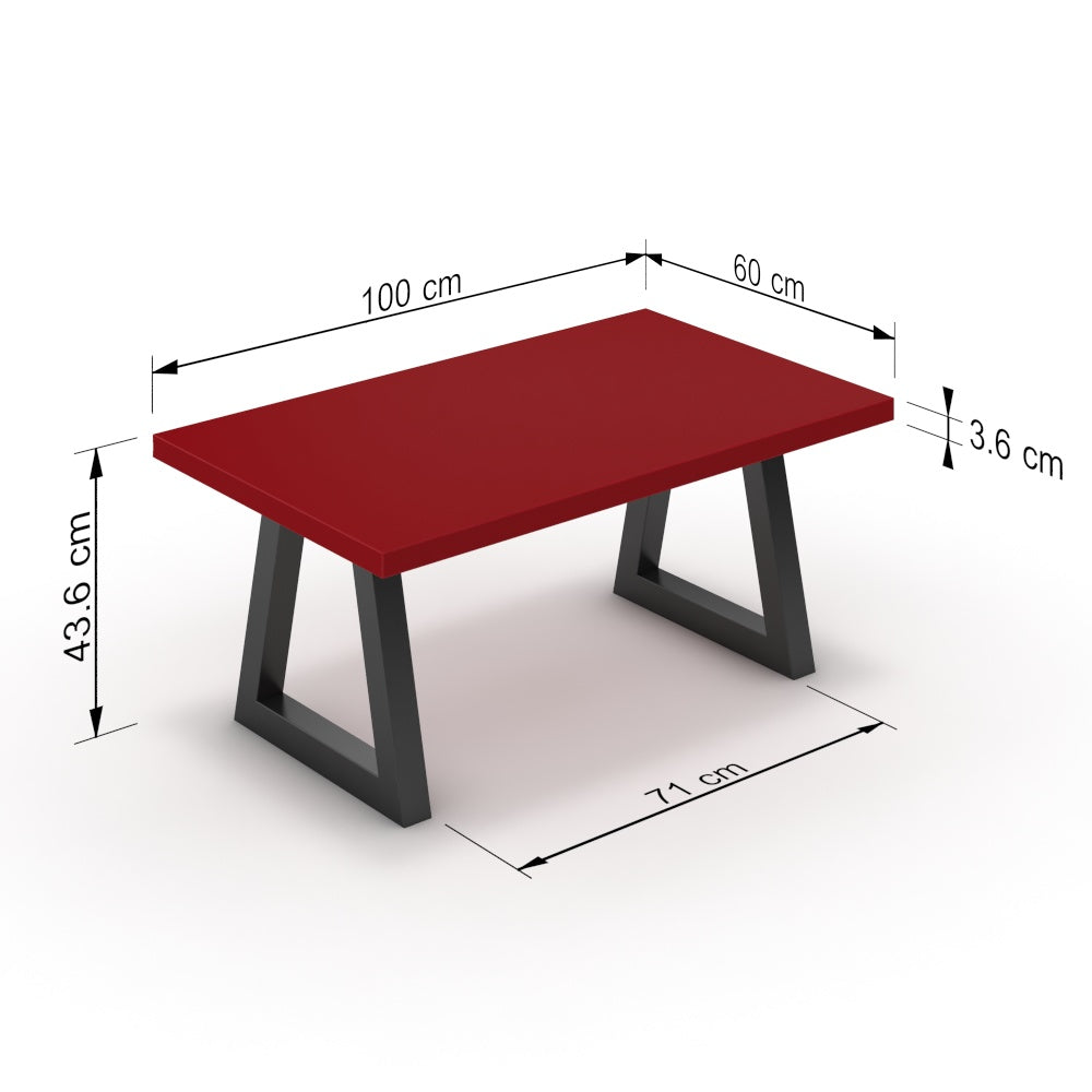 Dohányzóasztal - Bala fekete lábbal - Chilli piros, méret: 100x60